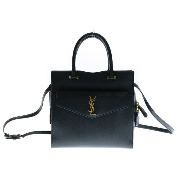 SAINT LAURENT PARIS Uptown Leather Shoulder Bag Black - Picture 1 of 6